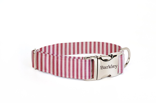 Dog Collar With Name, Red Ticking Collar, Christmas Name