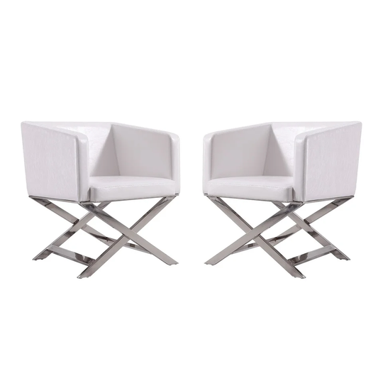 Manhattan Comfort Hollywood Chrome Faux Leather Lounge Accent Chair (Set of 2)