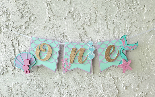 Mermaid High Chair Banner, Mermaid One Banner