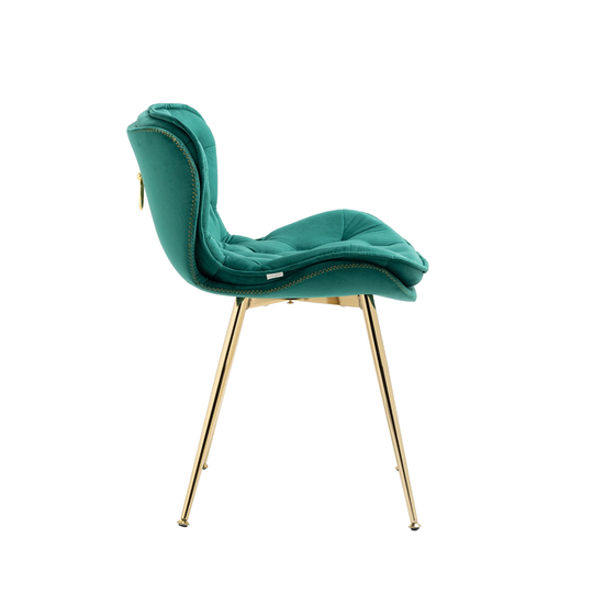Vintage Design Velvet Dining Chair Upholstered Side Chair Accent Chair with Polished Gold Legs, Set of 2