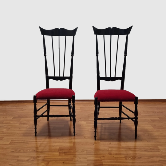 Vintage High Back Side Chairs, Chiavarine Chair, 50S, Italy