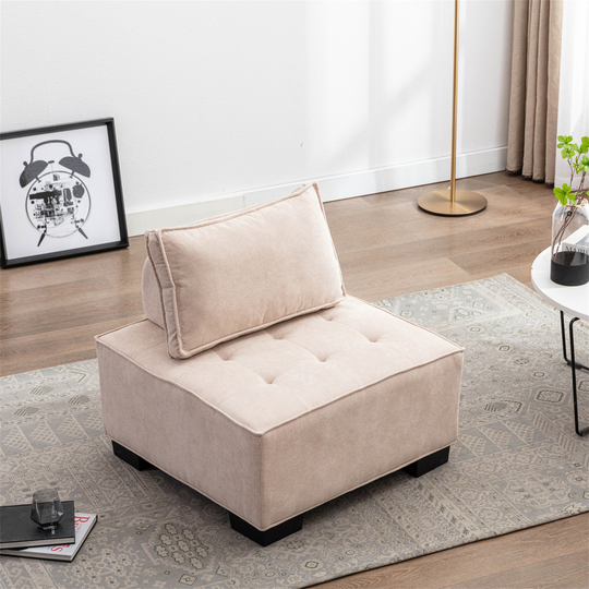 Accent Sofa Couches Living Room Sofa with Solid Wood Legs Beige