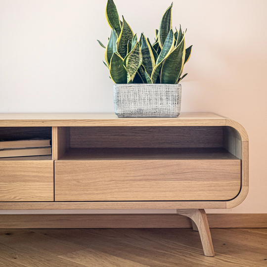 Tv Console, Stand, Small Sideboard in Solid Oak With Soft Closing Doors, Record Storage, Sideboard, Console Bookshelves, Cabinet