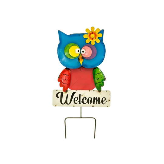 Rustic Arrow Colorful Owl with Stake - N/A