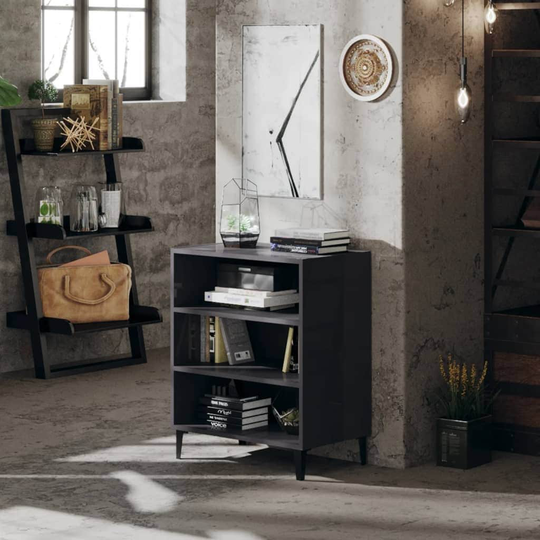 Sideboard High Gloss Gray 22.4"x13.8"x27.6" Chipboard