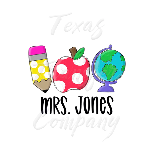 Personalized Teacher Sublimation Heat Transfer, Cotton Tshirt Back To School Pencil Alphabet Sub Transfer