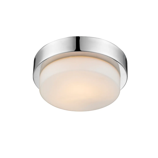 Golden Lighting #1270-09 CH Multifamily Polished-chrome-finished Steel and Opal Glass Flush-mount Light Fixture - Silver