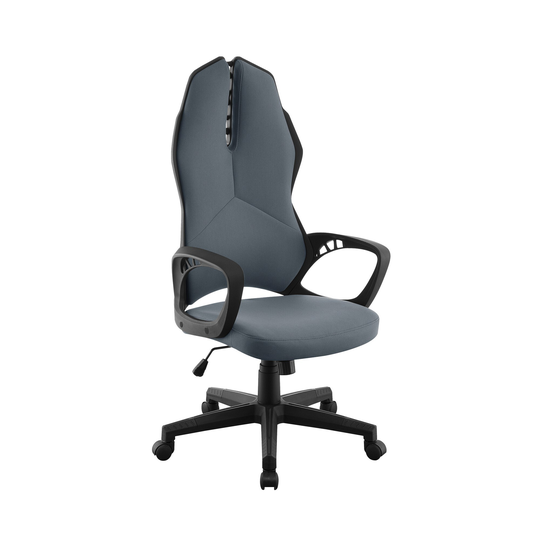25 Inch Modern Ergonomic Swivel Office Chair, Wheels, Gray Split Backrest
