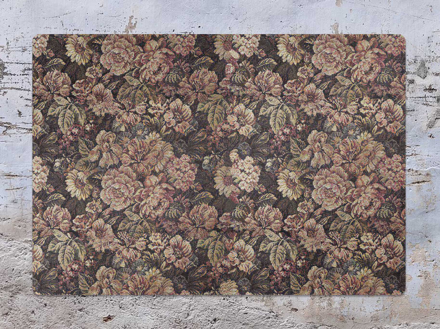 Vintage Flowers Chair Mat, Pink Vinyl Floor Green Protective Plants Splat Office Decor, Room Rug, Kids Rug