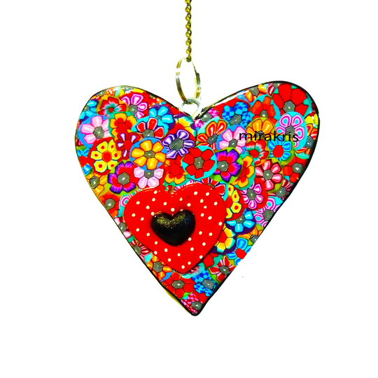 Colorful & Unique Heart Wall Art, Polymer Clay Hanging, Heartfelt Gifts