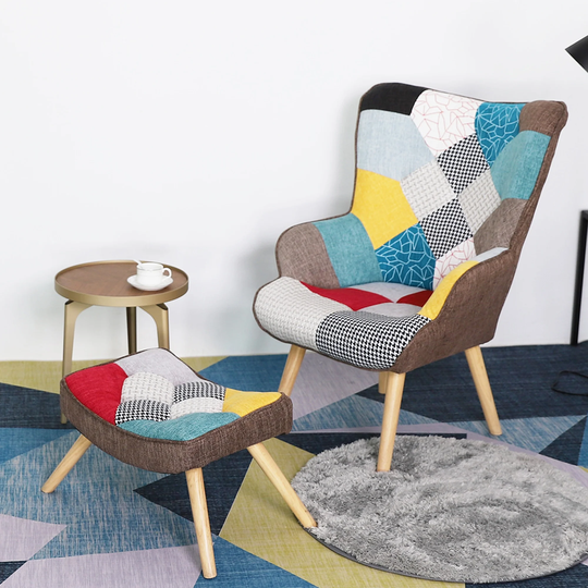 Chair and Ottoman Set, Accent Arm Chair with Footrest for Living Room