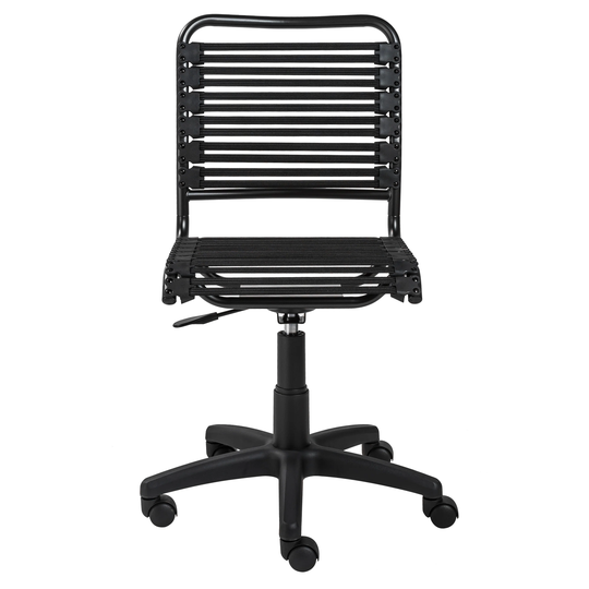 Allison Bungie Flat Low Back Office Chair in Black with Graphite Black Frame and Black Base