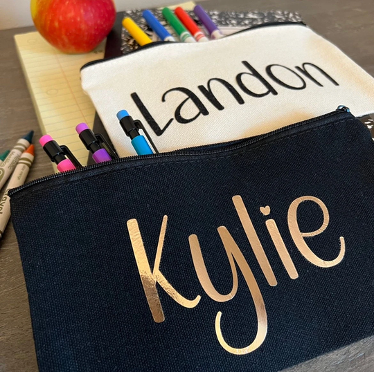 Gifts For Kids, Personalized Pouch, Custom Kids Pencil Bag, Canvas Travel Makeup Valentine's Day Gift