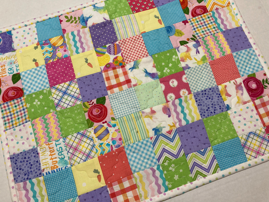 Easter Quilted Table Runner, Topper, Patchwork Spring Decor, Egg Runner