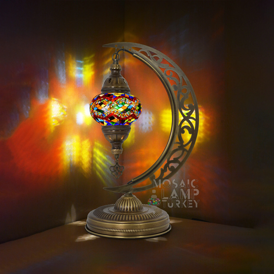 Colorful Moroccan Table Mosaic Lamp, Bedside Desk Stained Glass Light