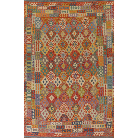 Colorful Kilim Oriental Area Rug Hand-woven Living Room Wool Carpet - 8'5" x 11'4"