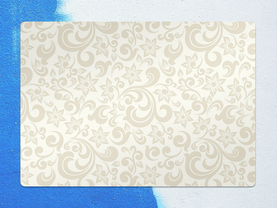 Beige Baroque Chair Mat, Khaki Vinyl Floor Protective Victorian Splat Pvc Decorative Comfort Mat