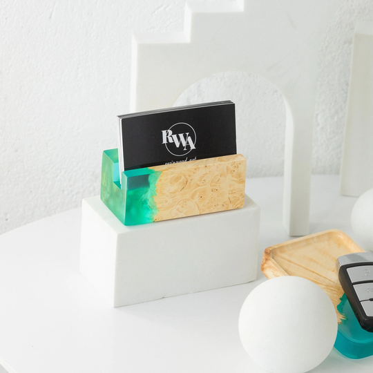 Element - Resin & Wood Desk Accessories Organizer, Business Card Holder, Pen Holder. Office Storage Supplies. Сorporate Gifts For Employees