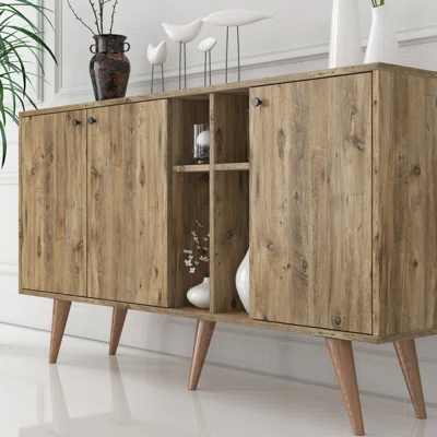 Tomball 63" Wide Mid-Century Modern Sideboard Buffet Table Storage Cabinet Tall Console Credenza