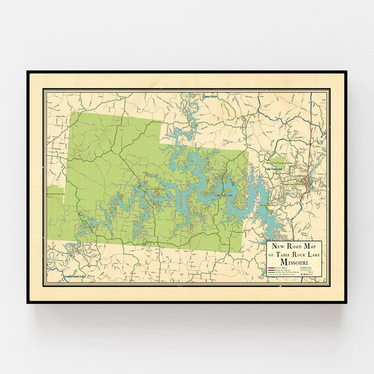 Vintage Retro Design Map Of Table Rock Lake, Missouri, Vintage Looking Map, Lake Gift, Mo, Lake House Decor