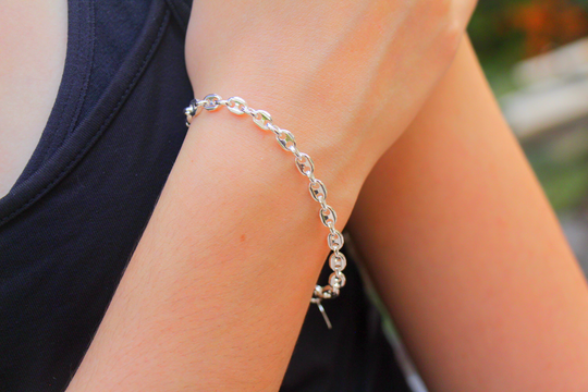 Mariner Chain Bracelet, Women Thick Anchor Link Chain, Sterling Silver Gucci Style Jewelry, Special