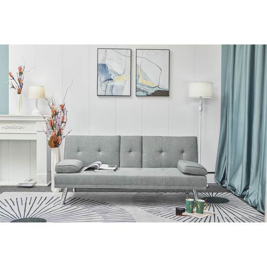 Elegant Fabric Multifunctional Folding Sofa Bed Modern Accent Sofa, Loveseat Sofa with Coffee Table Function and Metal Leg