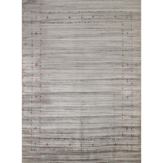 Multi-Color Gabbeh Indian Area Rug Hand-knotted Wool Carpet - 8'3" x 9'8"