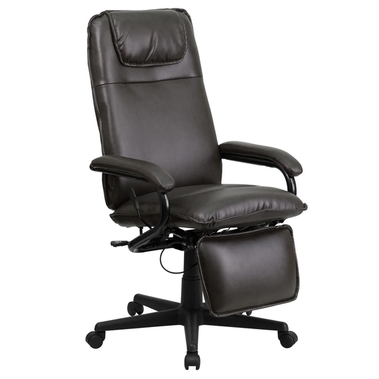 Offex High Back Brown Leather Executive Reclining Office Chair [OF-BT-70172-BN-GG]