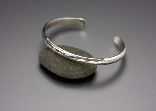 Sparkling Hammered Sterling Silver Everyday Cuff Bracelet | Shiny Simple Made To Order