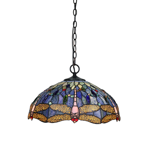 Tiffany-Style Dragonfly-Design 3-light Dark Bronze Pendant