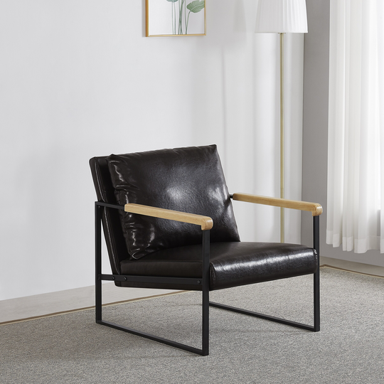 Metal Frame with Faux Leather Upholstery Chair,Accent chair