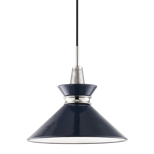 Mitzi by Hudson Valley Kiki 1-light Polished Nickel Small Pendant, Navy Metal