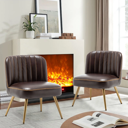 Accent chairs set of 2,Upholstered Leather Living Room Chairs