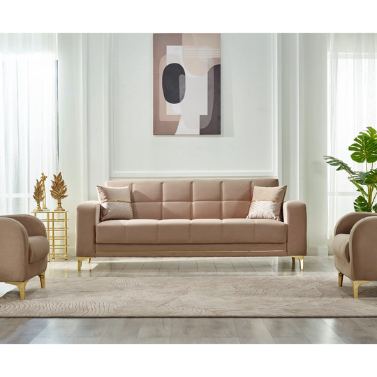 Ako 88" Sofa with Metal Legs Square Arms
