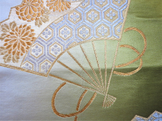 Small Obi Table Runner/Vintage Japanese Obi Silk Flower Fans Home Decor Made From Kimono Gift For Her 14.5" X 12"