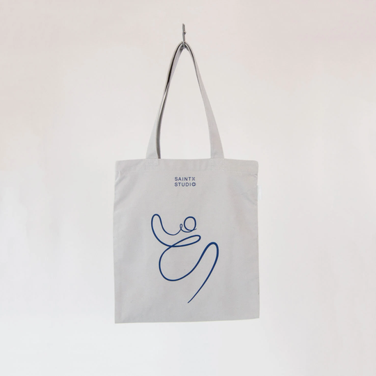 Carry Tote - Light Grey Canvas Bag With Zip & Pocket, Line Art Screenprint. Art Bag, Library Shoulder Bag. Gift For Her, Unique Present