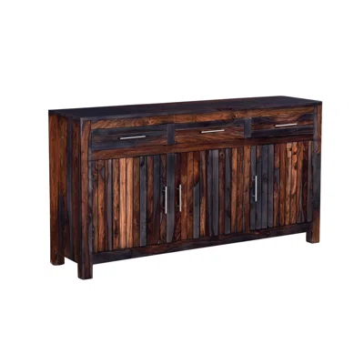 Davonya 66" Wide 3 Drawer Acacia Solid Wood Sideboard