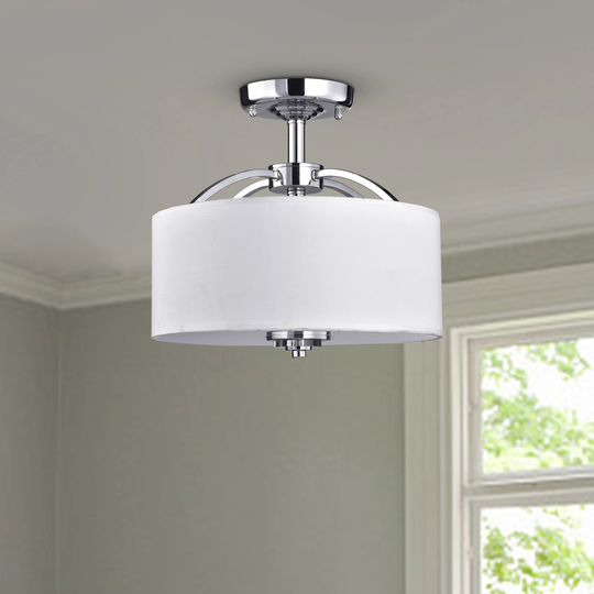 Anchiles White Crystal/Metal/Glass 3-light Semi Flush Mount Ceiling Lamp