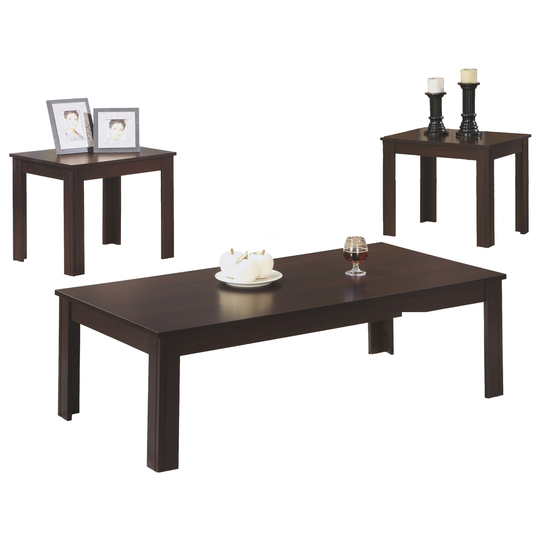 3-Piece Brown Contemporary Rectangular Table Set 44"