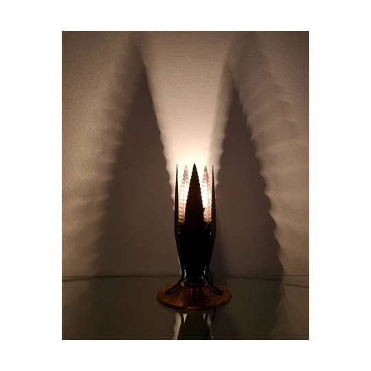 Very Rare Brutalist Table Lamp // Vintage Done in Copper With Dramatic Light Effect Made Yugoslavia 1970S