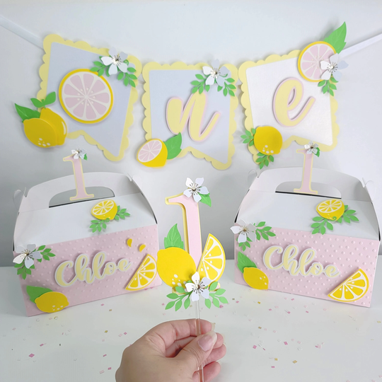 Set Lemon Party, Lemon Banner High Chair, One Cake Topper, Birthday Boxes, Lemonade First Birthday, Party Decor