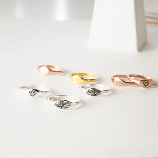 Fingerprint Ring Initial Jewelry Memorial Dog Paw Rm34F46