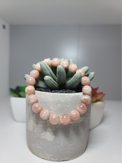 Peach Moonstone Beaded Bracelet