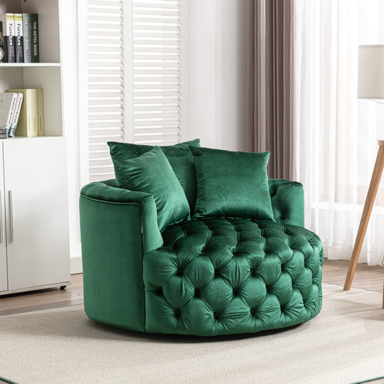 Velvet Swivel Accent Barrel Chair