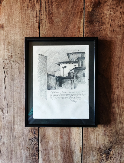 Vintage Italian Pencil Drawing Original Art Florence Paintings