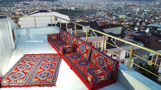 Oriental Floor Seating Sofa Red Blue Cushions Turkish Home Decor Arabic Majlis Rug Yoga Meditation Floor Corner Moroccan Bohemian Furniture