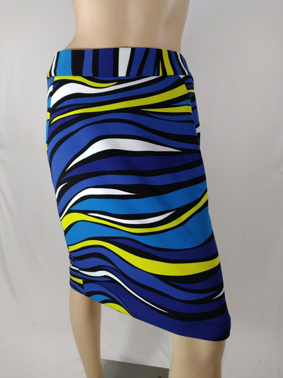 Women's Colorful Skirt Wild Abstract Zebra Print Neon Colors Blue Lining Zipper Like New Condition Vintage By Premise Size 6