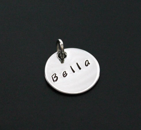 One 5/8", 1/2" Or 3/8" Sterling Silver Hand Stamped Personalized Add On Charm Mom Dad Kids Name Tag Bridesmaid Initial Pendant Handstamped