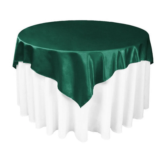 Hunter Green Satin Table Overlay 58''x58''