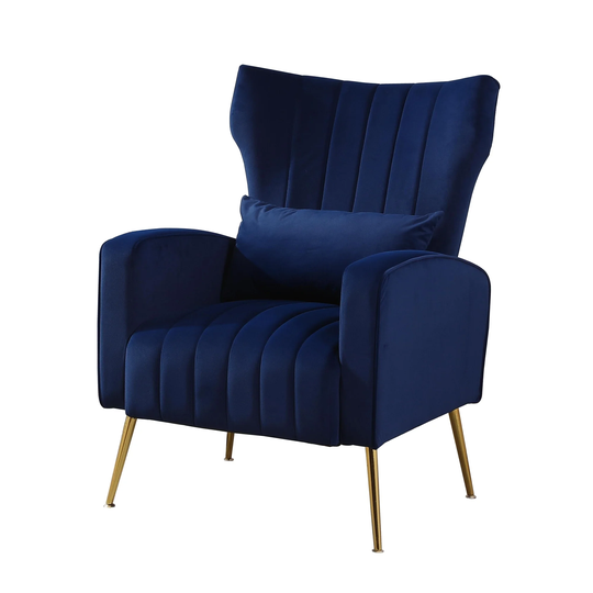 Velvet Accent Chair Armchair with Pillow